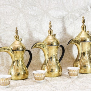 Solid Copper Arabic Coffee Dallah, Engraving Coffee Masab, Server, Kettle, Elegant Design, Tea Pot,  Brass Dallah, Leather Handle, Genuine