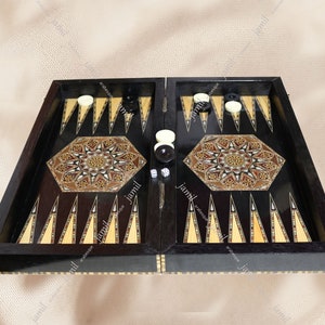 Top HQ 20&quot; Backgammon board Set, Included ( backgammon board, backgammon checkers, dices, Pair of Coasters) backgammon set, dad gift, game