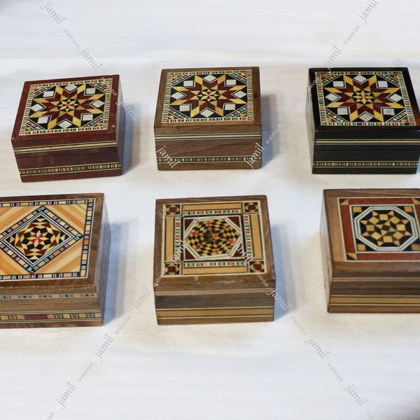 Ring Box, Mosaic box, Jewellery box, Handmade box,Wooden box,mother of pearl inlay,Christmas Present, For Gold Ornaments,Storage Box, gif