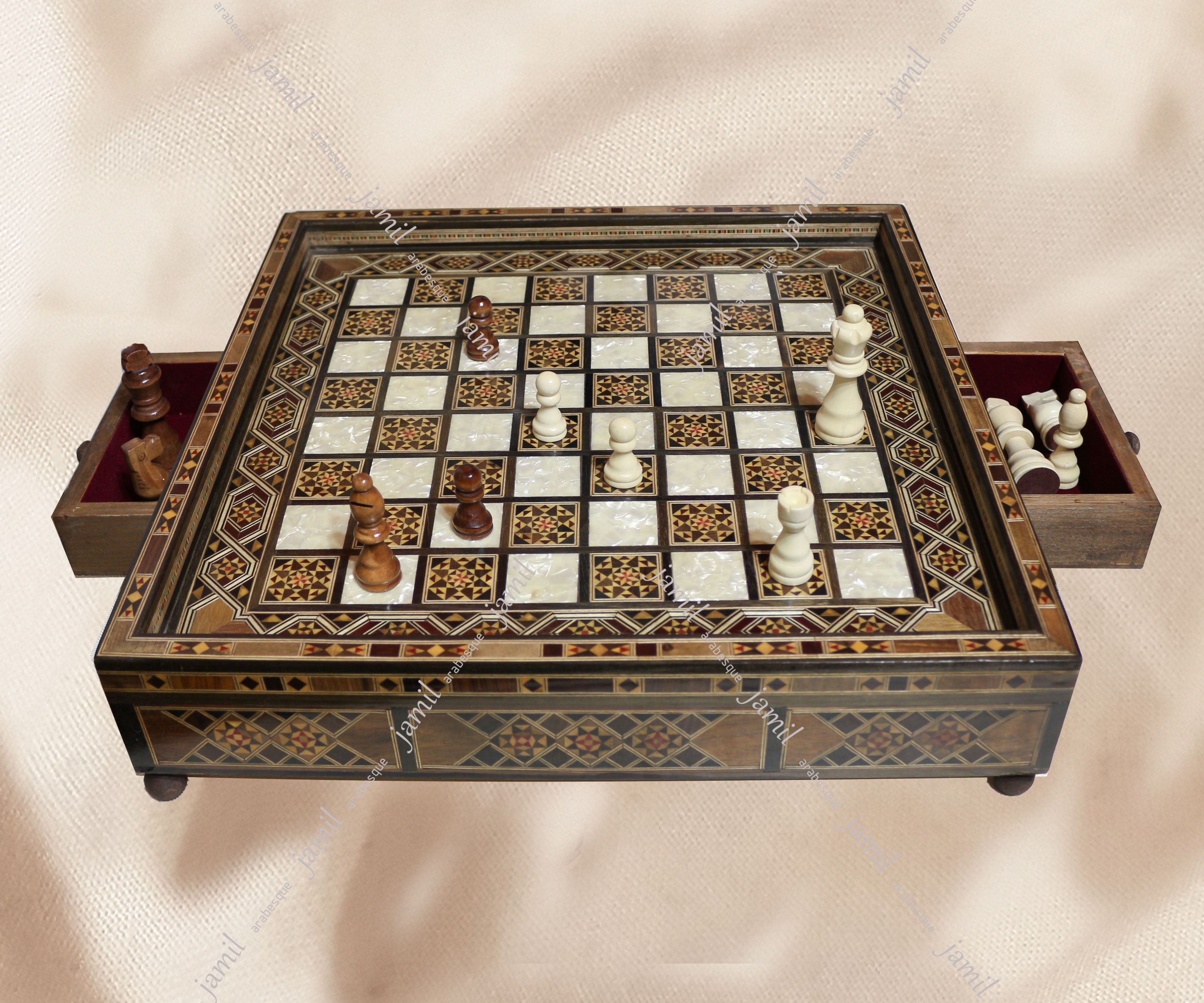 14 Italian Hand Inlaid Multi Color Briarwood Chess Board with 1 1/4  Squares