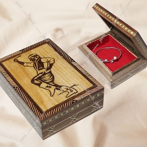Small Box, Mosaic box, Jewellery box, Handmade box,Wooden box, folklore and historical engraved on the top cover,Christmas Present, gift