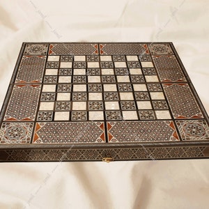 Luxurious, Chess Set and Backgammon board set, Included ( 20" Chess and backgammon board, backgammon checkers, wooden chess pieces, dices)