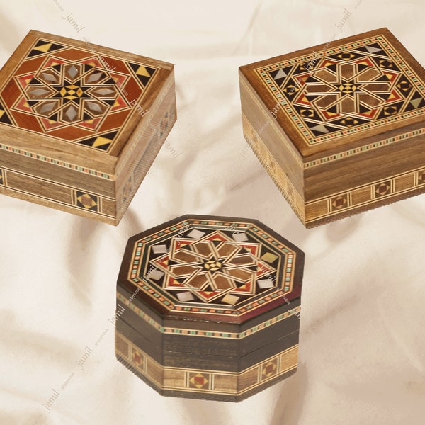 Ring Box, Mosaic box, Jewellery box, Handmade box,Wooden box,mother of pearl inlay,Christmas Present, For Gold Ornaments,Storage Box, gif