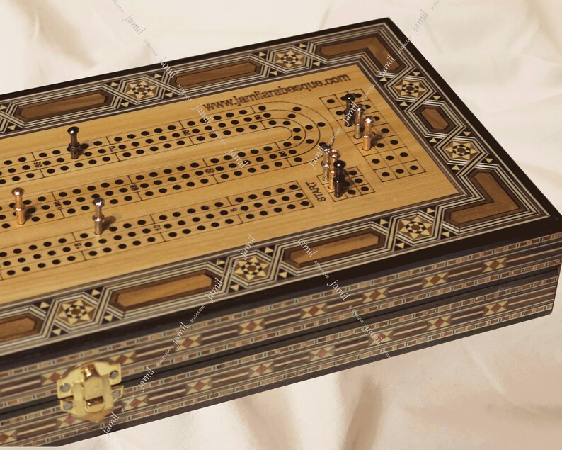 christmas gift 16 12-3 Tracks Cribbage Board - Playing card - 9 Pegs love include HQ Foldable Continuous Cribbage Board handmade