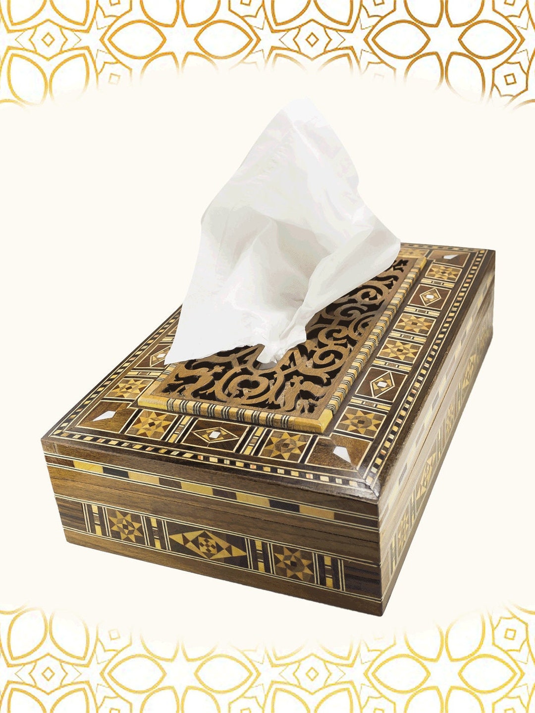 Wooden Tissues Box, Engraved Top, Tissue Box, Inlaid With Mother of ...