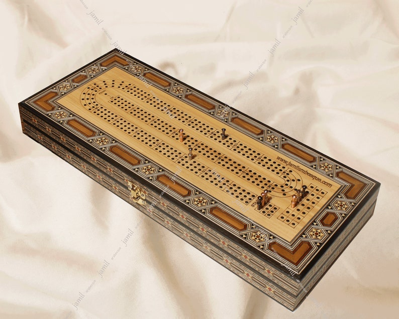 christmas gift 16 12-3 Tracks Cribbage Board - Playing card - 9 Pegs love include HQ Foldable Continuous Cribbage Board handmade