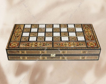 Luxury handmade Backgammon set Business gift Rosewood Mosaic Art