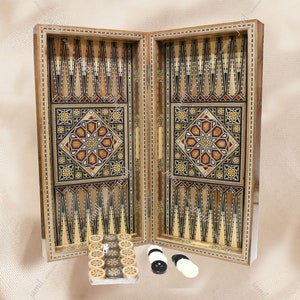 Top HQ 20&quot; engraved Backgammon board set, Included ( backgammon board, backgammon checkers, dices, Pair of Coasters) backgammon, Christmas