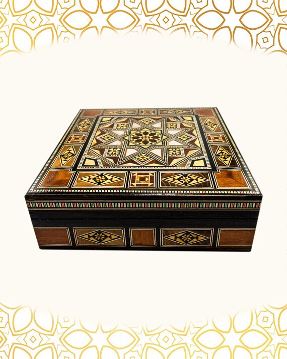 Jewelry Box,Chocolate box,velvet lined,large Box,Mosaic box,wedding gift wooden box,mother of pearl inlay Sweet Box HQ gift,Handmade box