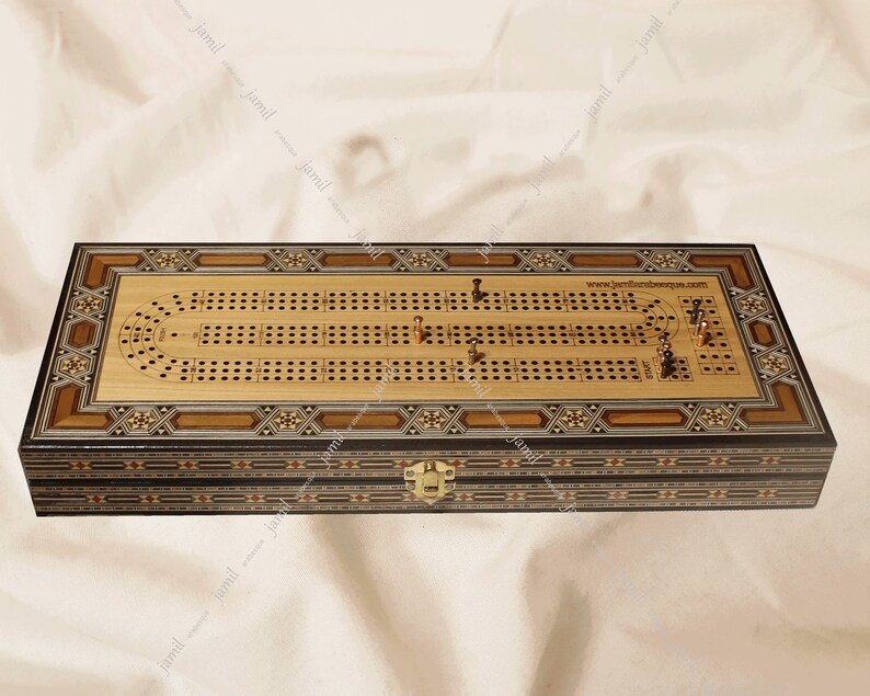 christmas gift 16 12-3 Tracks Cribbage Board - Playing card - 9 Pegs love include HQ Foldable Continuous Cribbage Board handmade