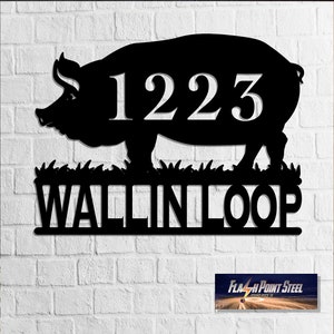 Pig sign, Address sign, Animals farm, Silhouette farm, steel sign ,Steel Art, animal farm sign, metal art, farmhouse