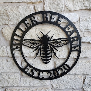 Bee sign bee decor farmhous, Family sign, Personalized, Established, Plasma cut steel sign, metal art, home decor, entryway, gate metal sign