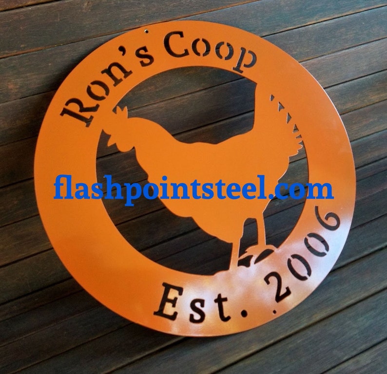Chicken Coop Ranch Sign Farm Sign Personalized Ranch Farm Established Hen Sign Plasma Cut Steel Sign Steel Art Rustic Sign Welcome