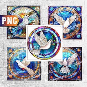 Dove Bundle Stained Glass, DIGITAL File only, PGN, 5 Square Sublimation Bundle, Texas Glass, sublimation, lone start