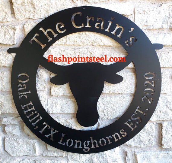 Rustic Metal Texas Longhorn Horseshoe TX Horse Shoe Garage Man Cave Wall Sign Rustic Metal Texas Longhorn Horseshoe TX Horse Shoe Garage Man Cave Wall Sign