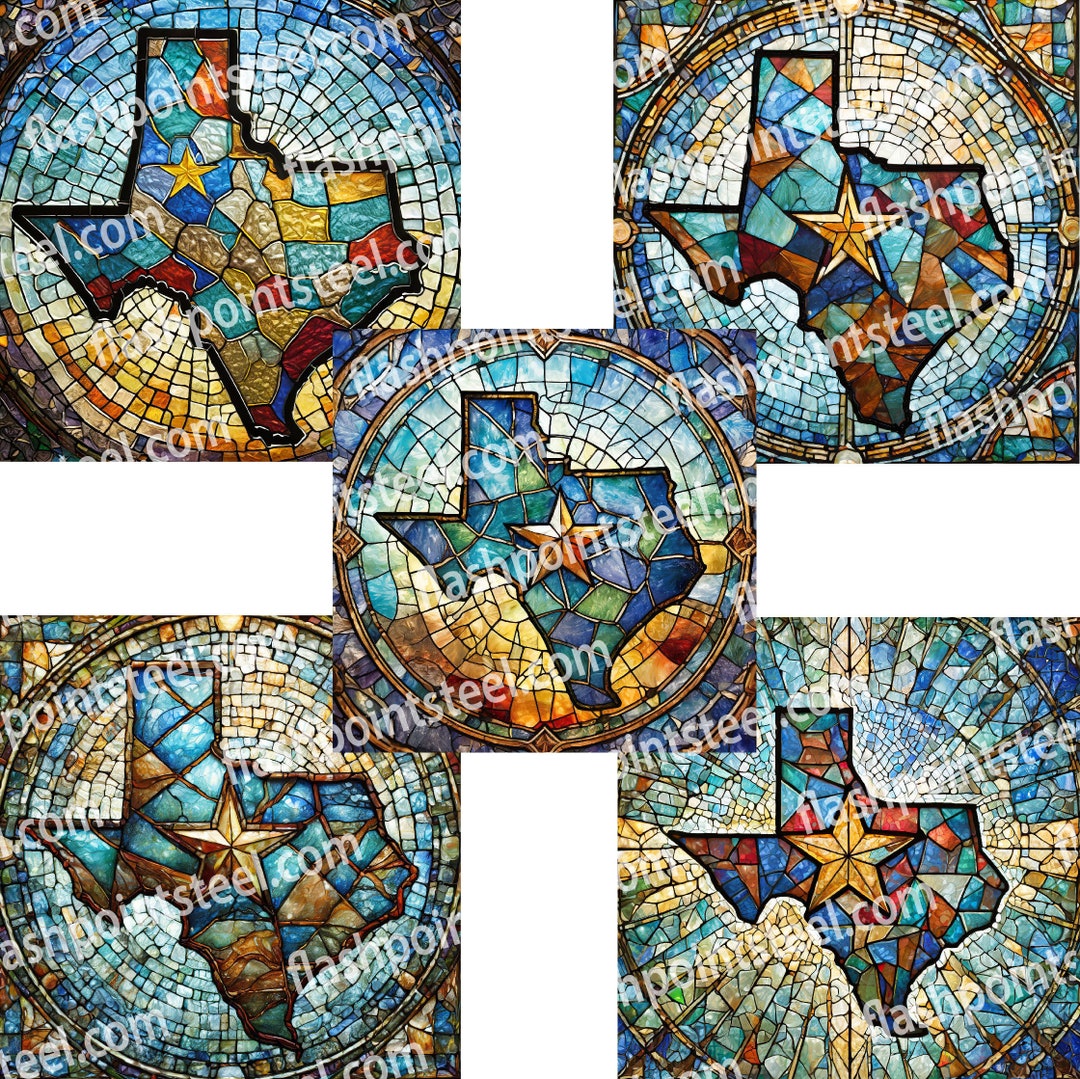 Texas Lone Star Stained Glass, DIGITAL File Only, PGN, 5 Square