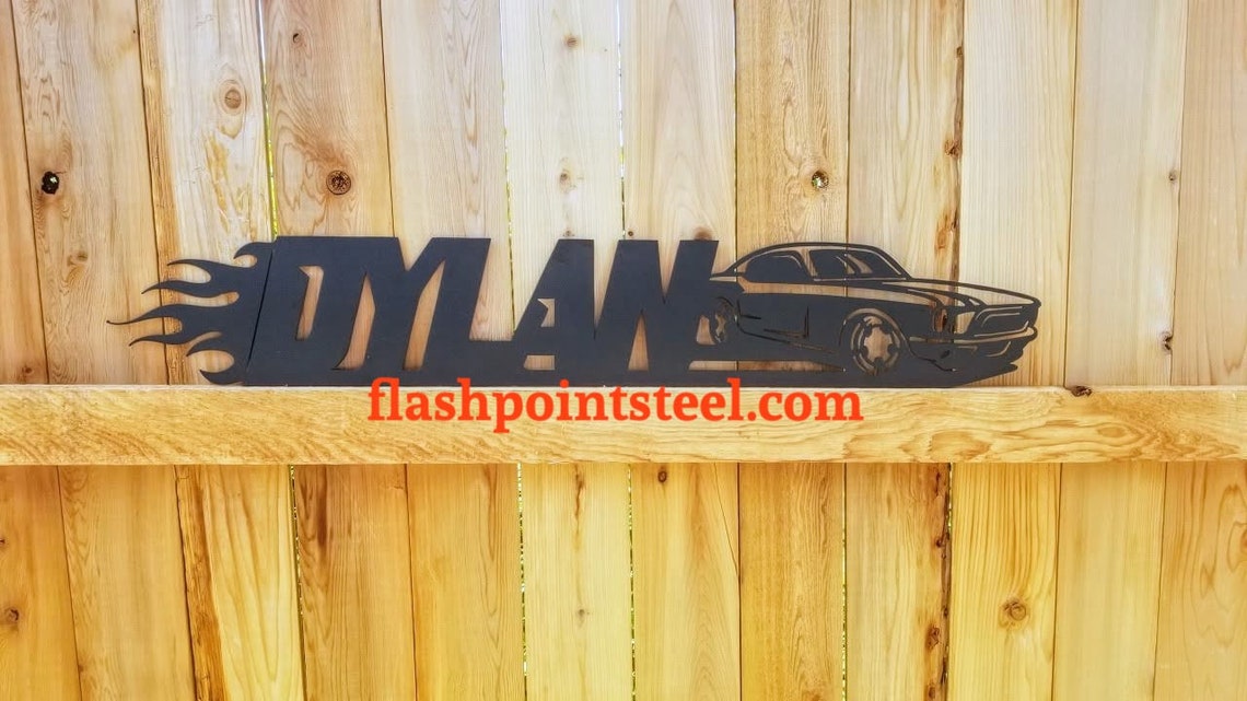 Mustang Sign Custom Name Mustang Flame Race Sign Etsy