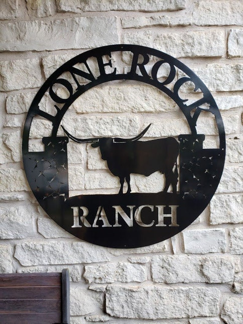 Ranch entrance gate Longhorn Metal Sign Personalized Etsy