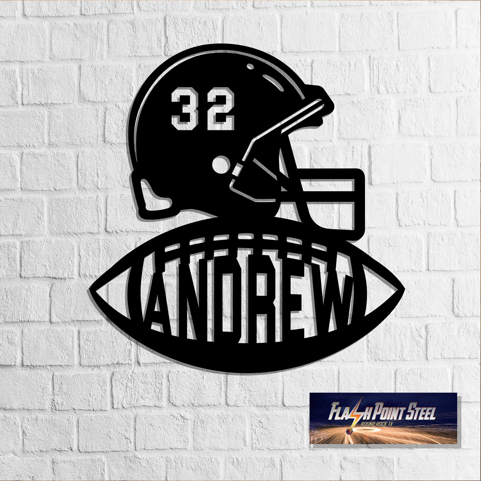 Custom Football sign Helmet number Metal wall art Etsy