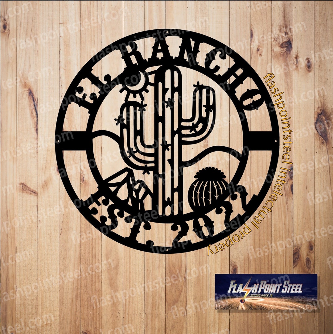 Rustic Cactus Sign Cactus Sign, Rustic Sign, Desert Landscape, Entrance Gate, Metal Sign ...