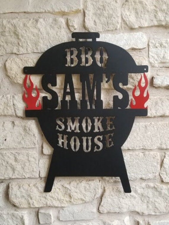 Personalized BBQ Metal sign Established Smokehouse sign Etsy