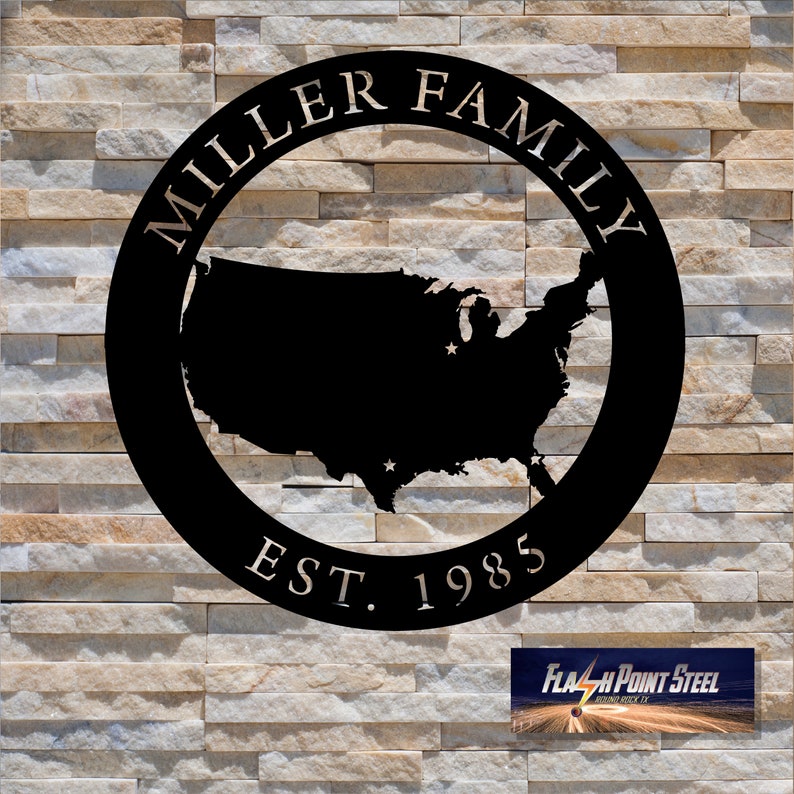 USA United States Metal Art USA Map Personalized Sign Etsy