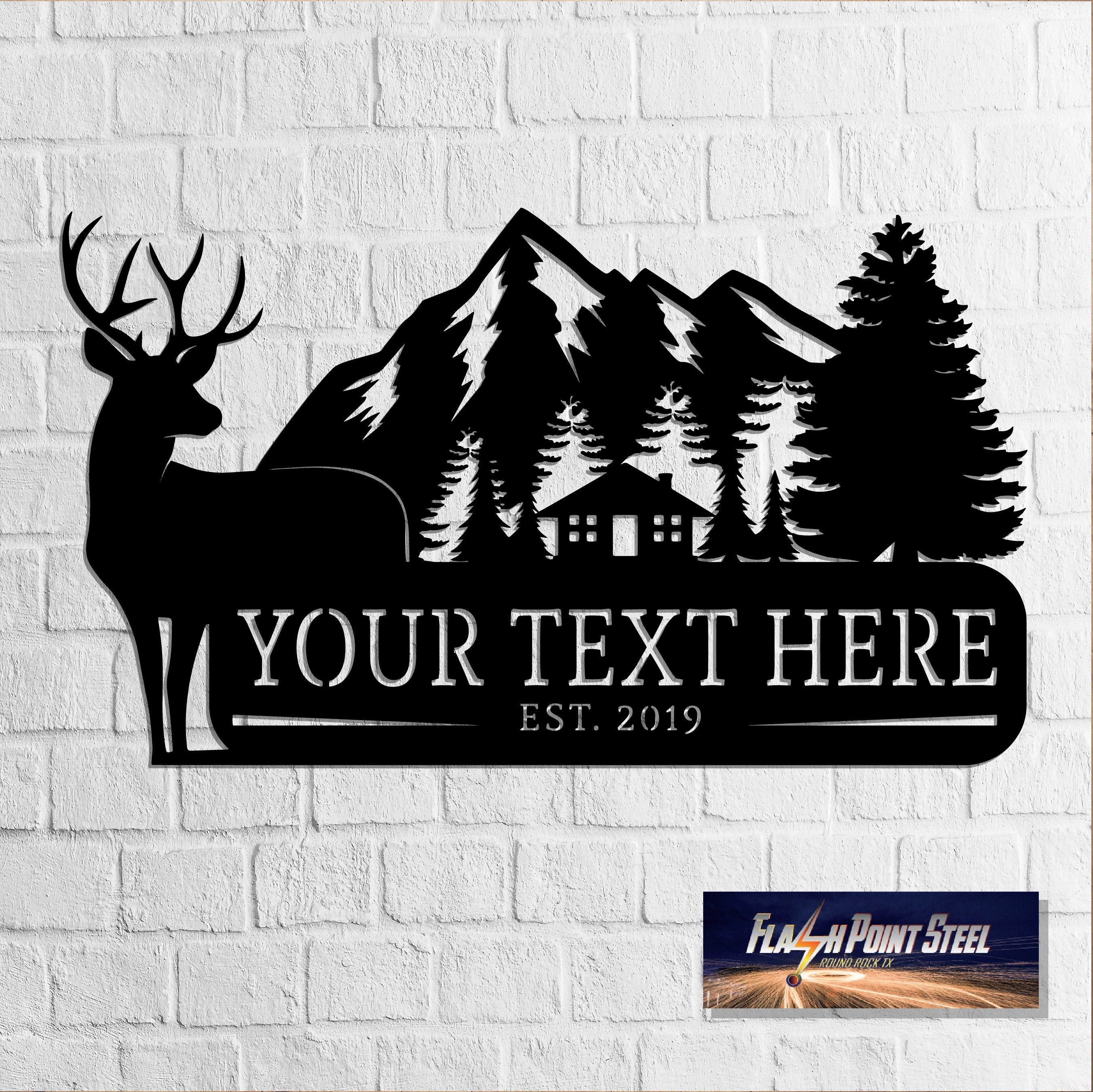 Custom Deer Metal Sign Cabin Mountains Antlers Steel Art Etsy Australia