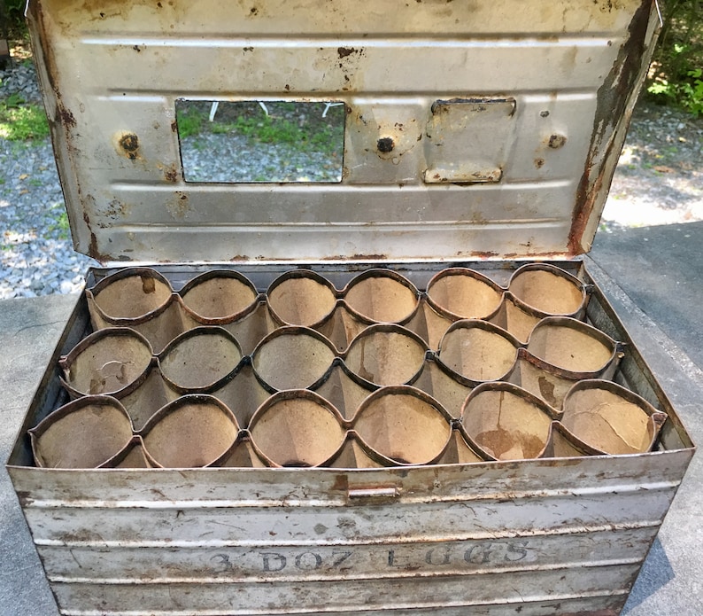 Vintage Egg Carton /Crate Egg Box Rustic Metal Egg Container Etsy