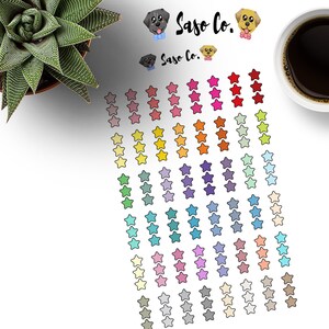 Multi-colored Three Star Checklist Planner Stickers