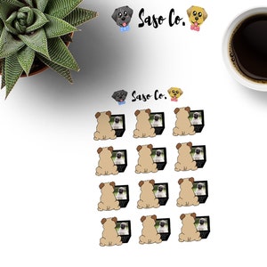 Hand-Drawn Dog on Computer Planner Stickers