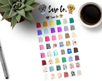 Decorative Multicolored and Patterned Shopping Bag Planner Stickers