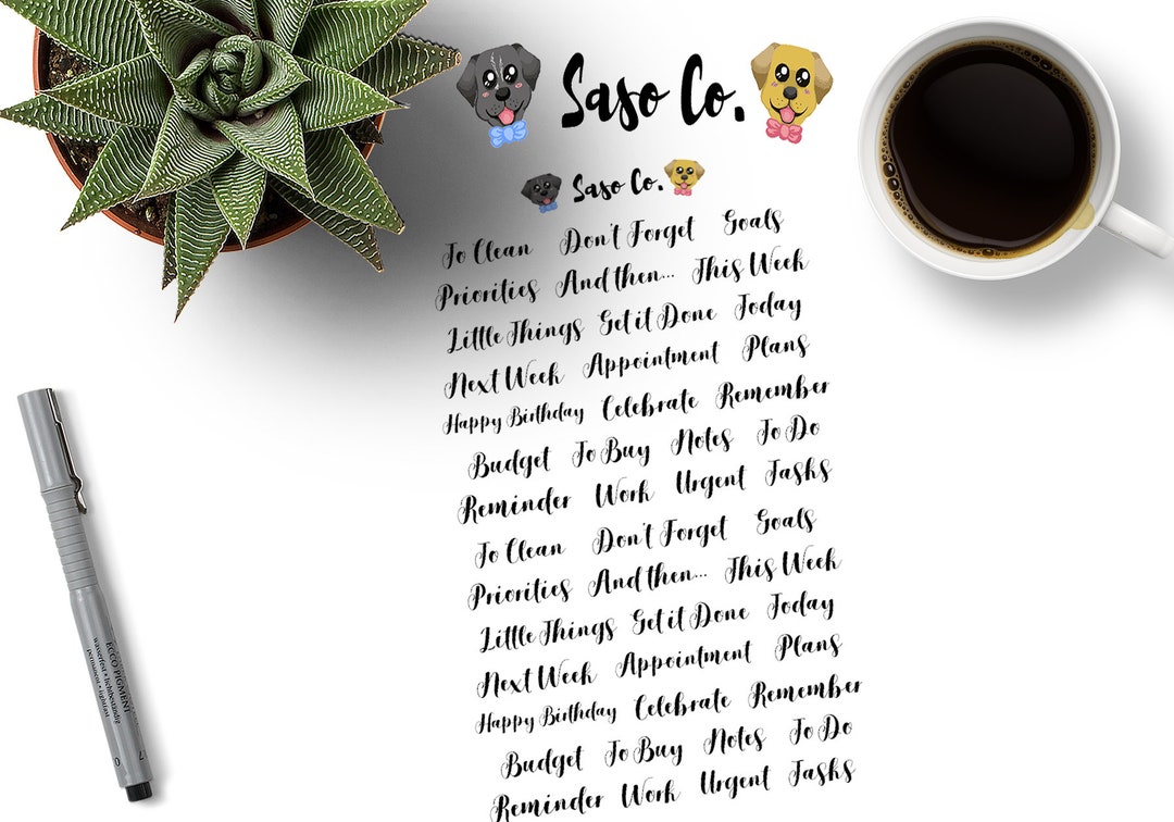 Scripted Words Black Scripted Words and Phrases Functional Planner Stickers - Etsy