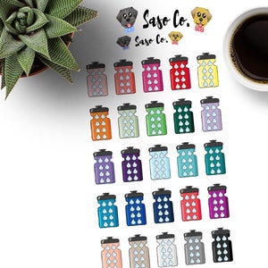 Multi-colored Water Bottle Hydration Tracker Planner Stickers image 1