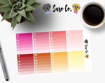 Hot-Toned Ombre Weekly Sidebar Planner Stickers