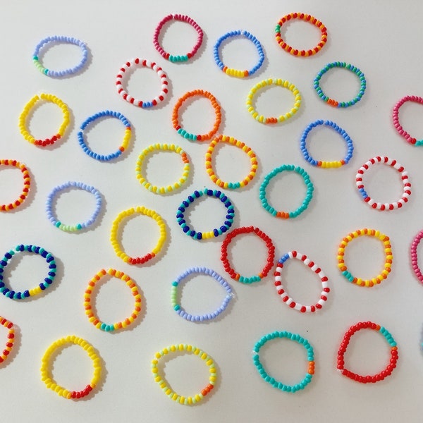 Colorful Beaded Rings, Stretchy Bead Rings, Seed Bead Rings, Dainty Bead Rings, Glass Rings, Fun Summer Rings, Tiny Bead Rings, Custom Rings