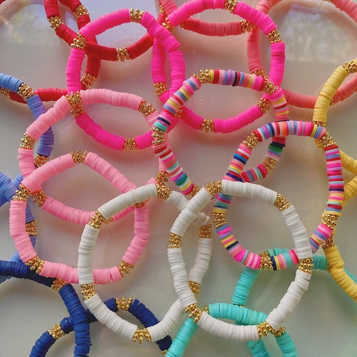 Colorful Disc Bracelet Heishi Bead Bracelet Pukka Bead - Etsy