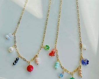 Whimsical Charm Necklace, Waterproof Paperclip Charm Necklace, Dainty Chunky Charm Necklace, Gold Filled Chain, Non Tarnish Charm Necklace