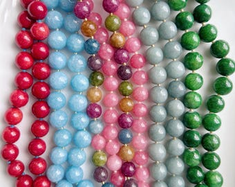 Chunky Beaded Natural Gemstone Necklace, Candy Stone Jewelry, Colorful Statement Choker, Summer Beach Necklace