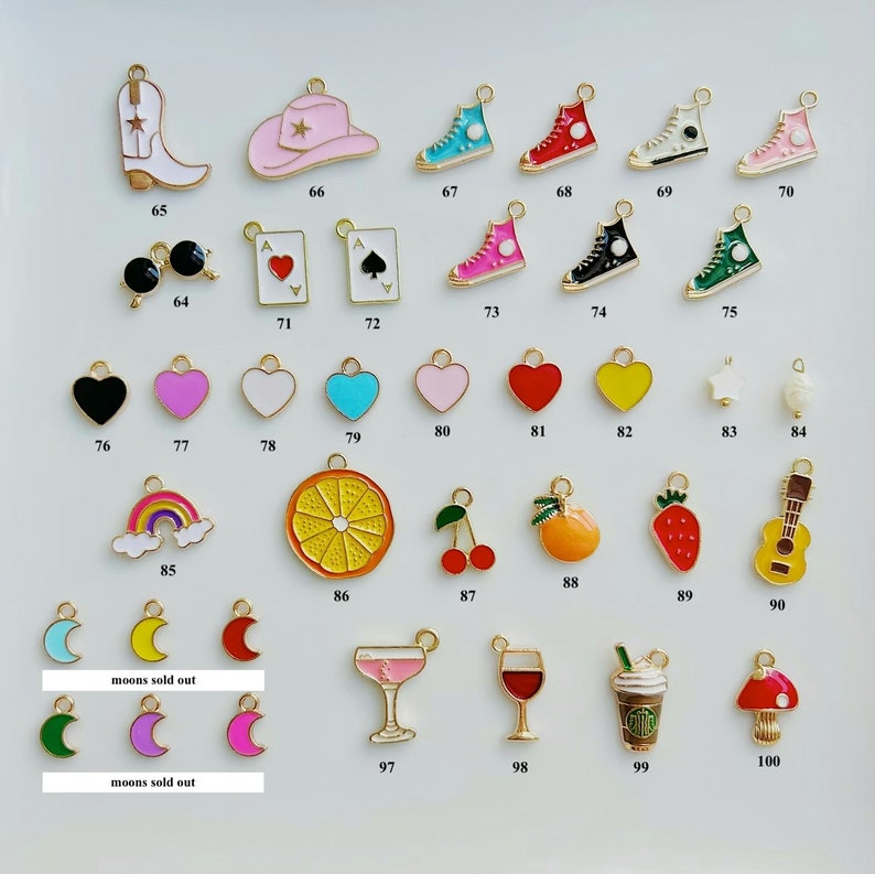 Charms for Charm Necklace Creating, Friendship Charms, Enamel Gold ...