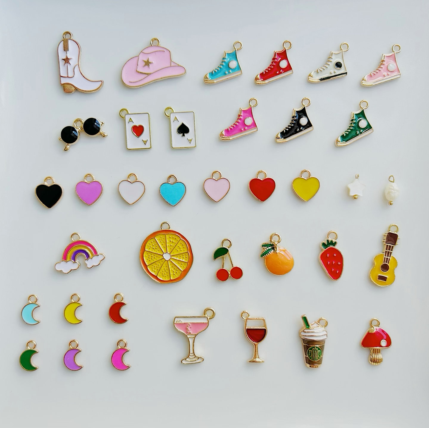 Charms for charm necklace creating, friendship charms, enamel gold plated charms, non- tarnish charms, Brooklyn Charm style create your own