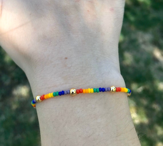 Beaded Bracelet - Rainbow Color Beads - Native Rainbows