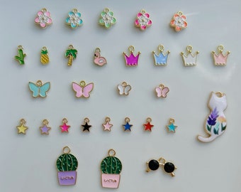 Charms for charm necklace creating, friendship charms, enamel gold plated charms, non- tarnish charms, Brooklyn Charm butterfly flower