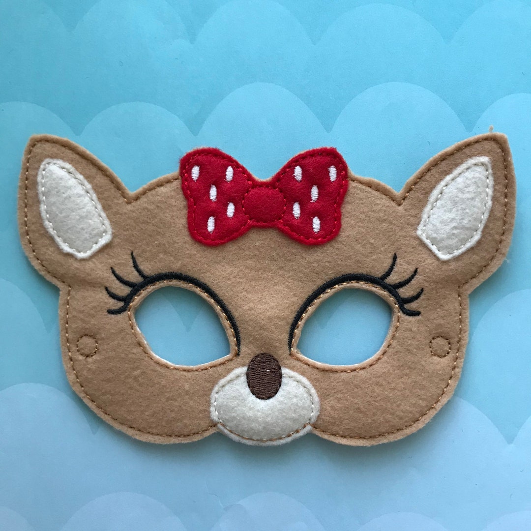 Reindeer With Bow Mask Reindeer Costume Christmas Reindeer Etsy