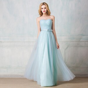 Sweetheart strapless ruched tulle long bridesmaid dress, floor-length tulle maxi prom dress, Multiple colors; corset/zip