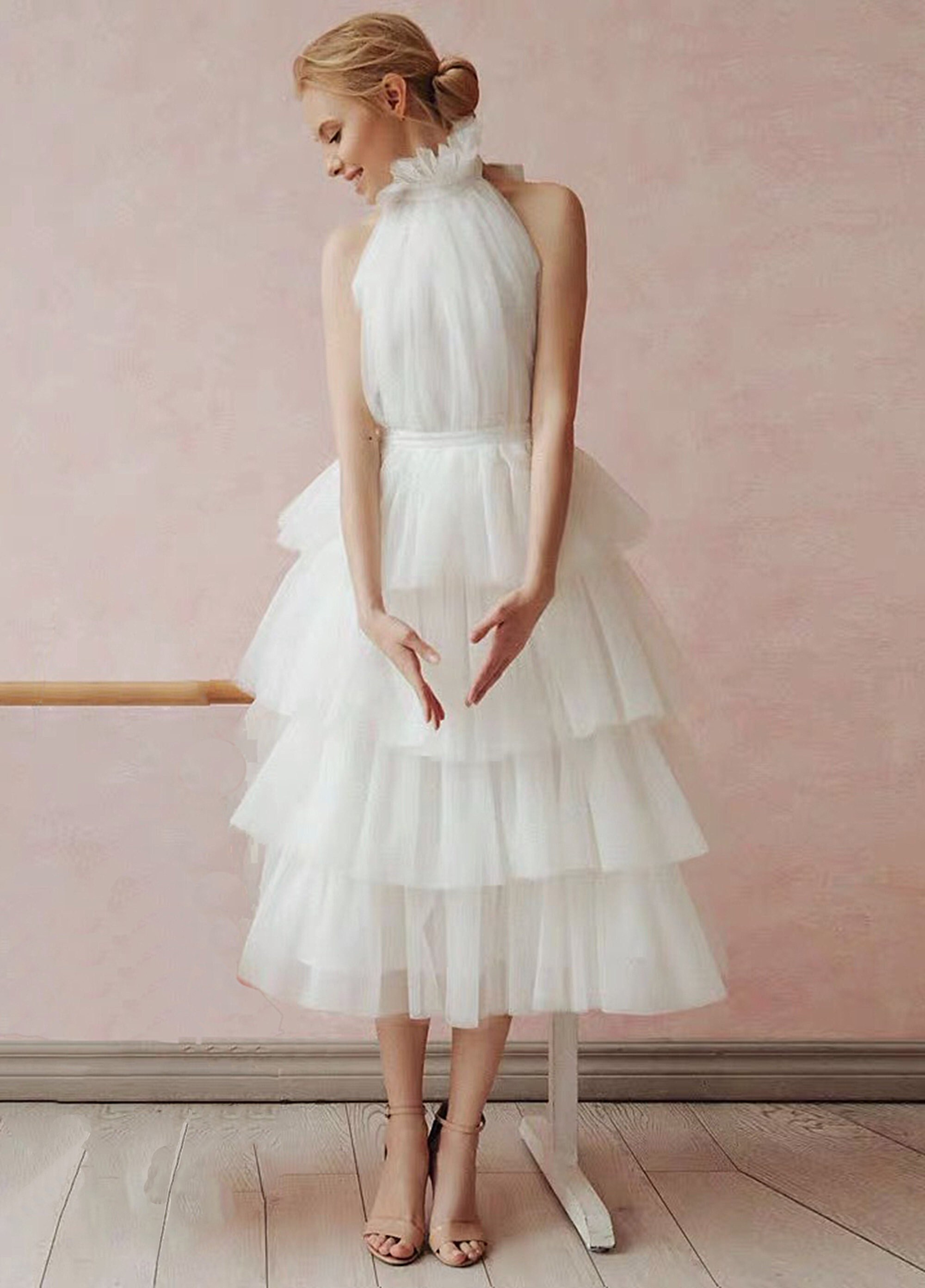 Ruffle Layered Tulle Hem Haltered A-line Tutu Prom Dress - Etsy