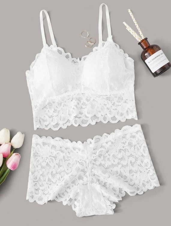 Adjustable Strap Lace Sexy Underwear Lingerie Set Modern Lingerie Set  Floral Lace Silky Illusion Lace Underwire Bridal Lingerie Wedding 