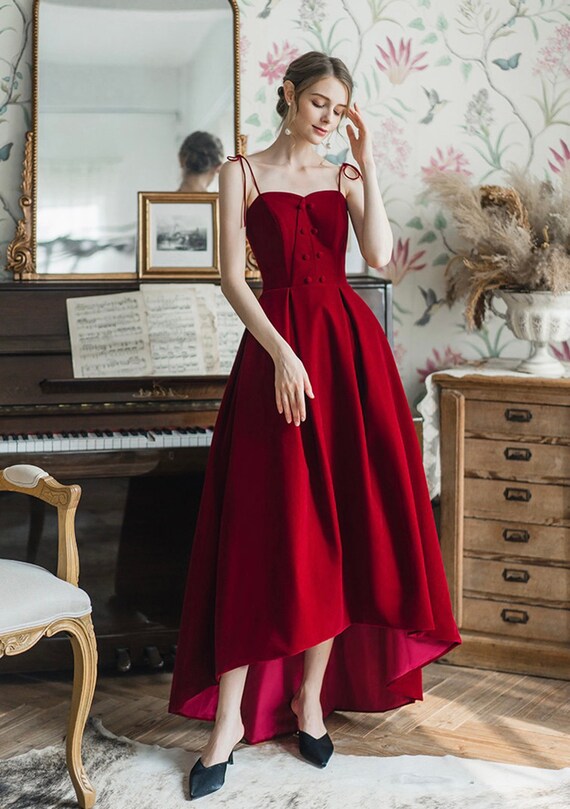 High low top velvet dress