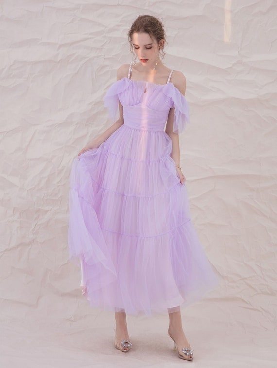 Off-the-shoulder Ruffled Sleeves Ruched Tulle A-line Tutu Prom - Etsy