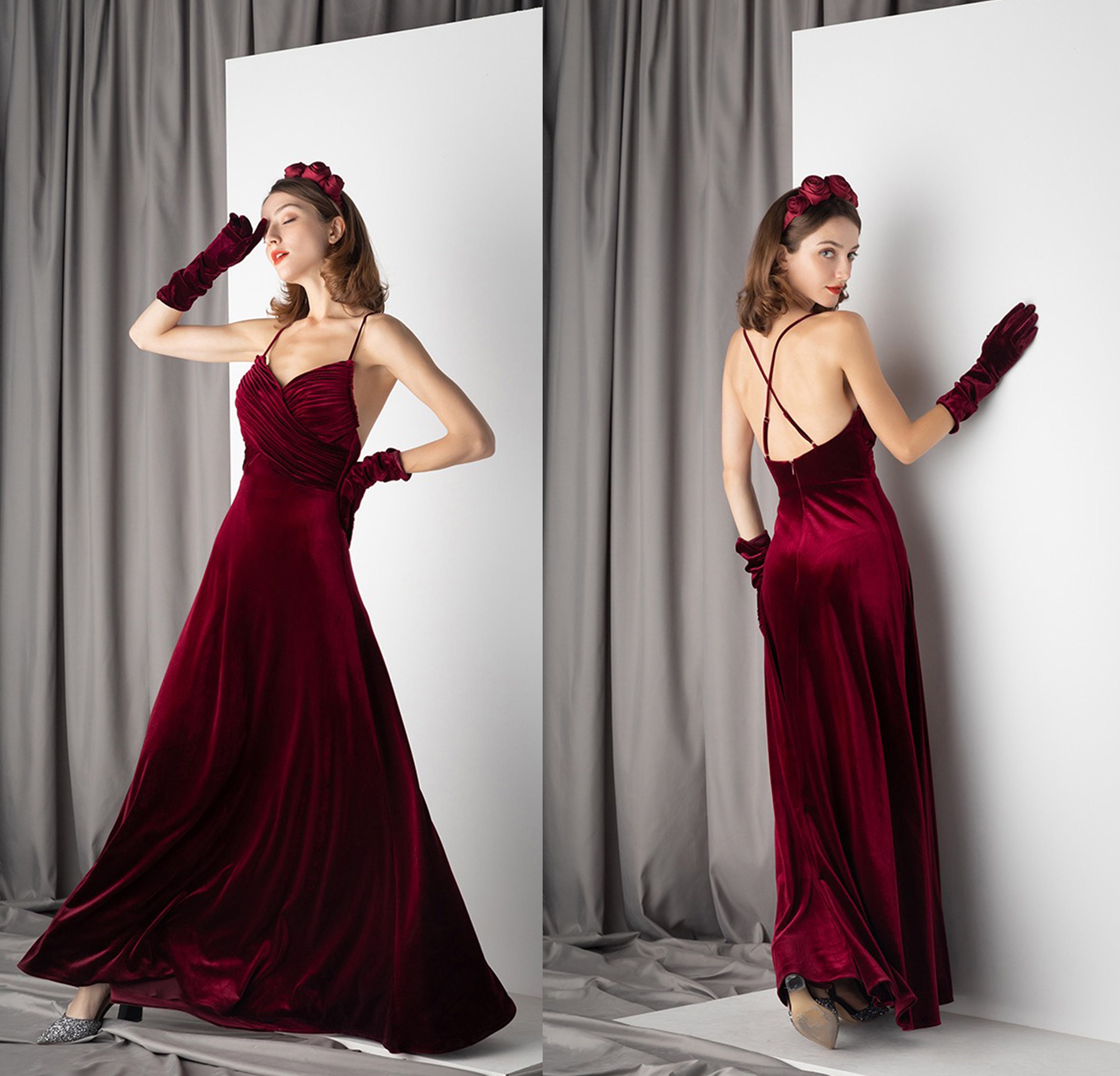 Sky Blue Lace Prom Dresses Long V Neck Rose Red Formal Dress – Pgmdress
