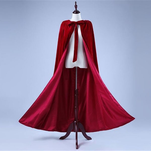 Fall Winter Wedding Bridal long Caple Velvet multicolor with or without hood Banquet Cosplay Halloween Christmas Costume